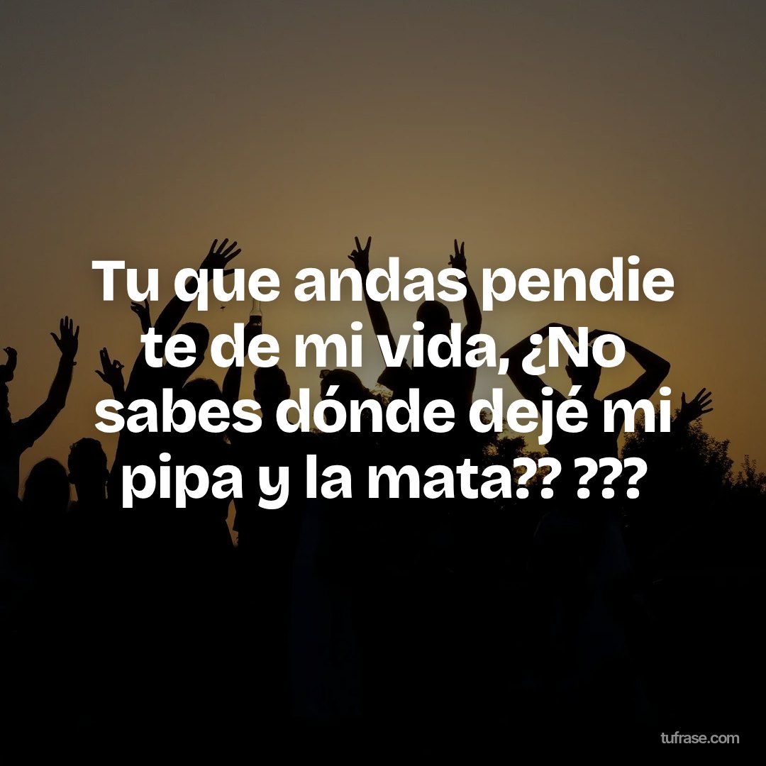 Tu que andas pendie te de mi vida, ¿No sabes dónde dejé mi pipa y la mata?? ???