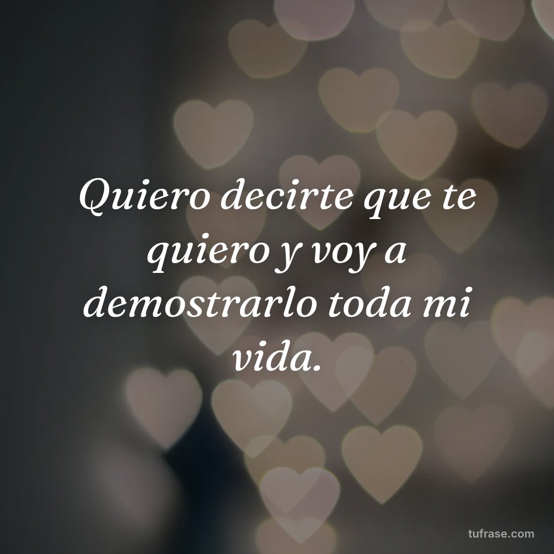 Quiero decirte que te quiero y voy a demostrarlo toda mi vida.