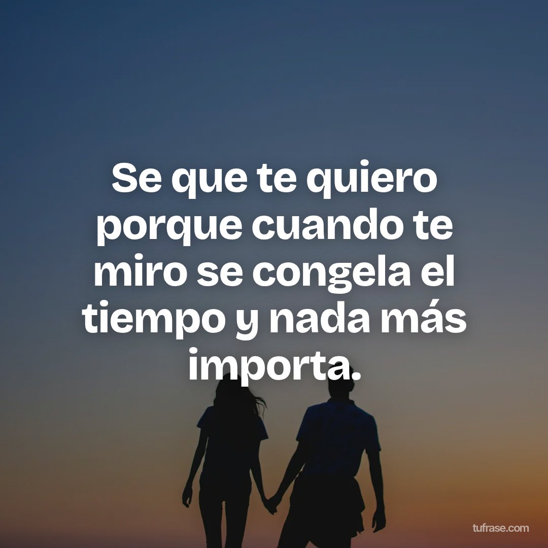 Se que te quiero porque cuando te miro se congela el tiempo y nada más importa.