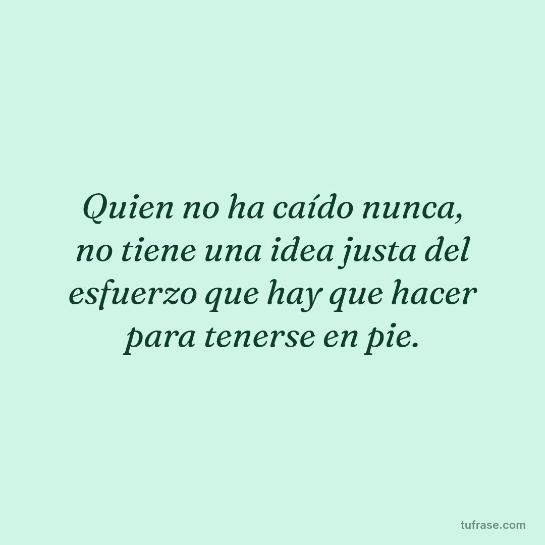 Quien no ha caído nunca, no tiene una idea justa del esfuerzo que hay que hacer para tenerse en pie.