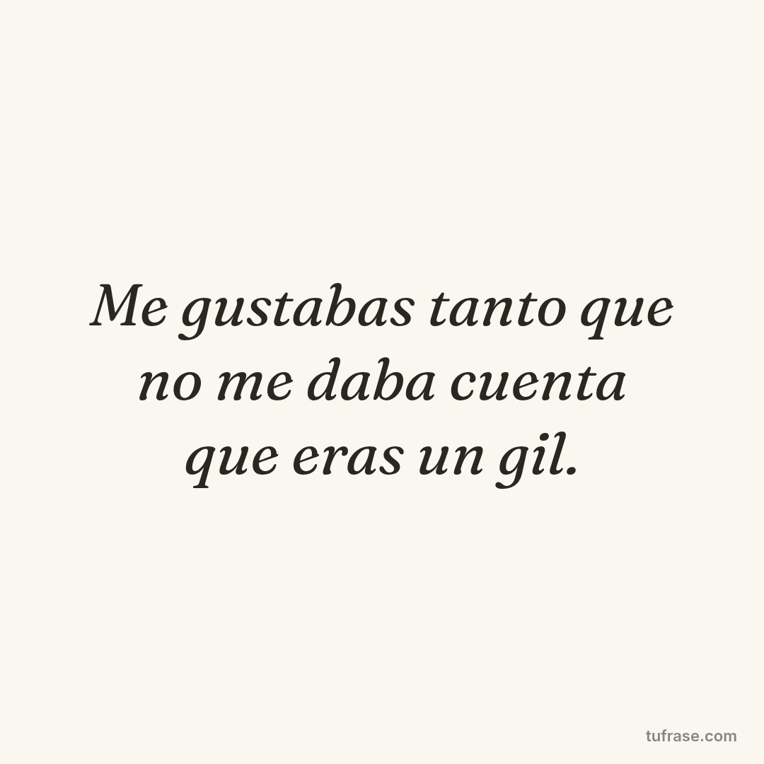 Me gustabas tanto que no me daba cuenta que eras un gil.