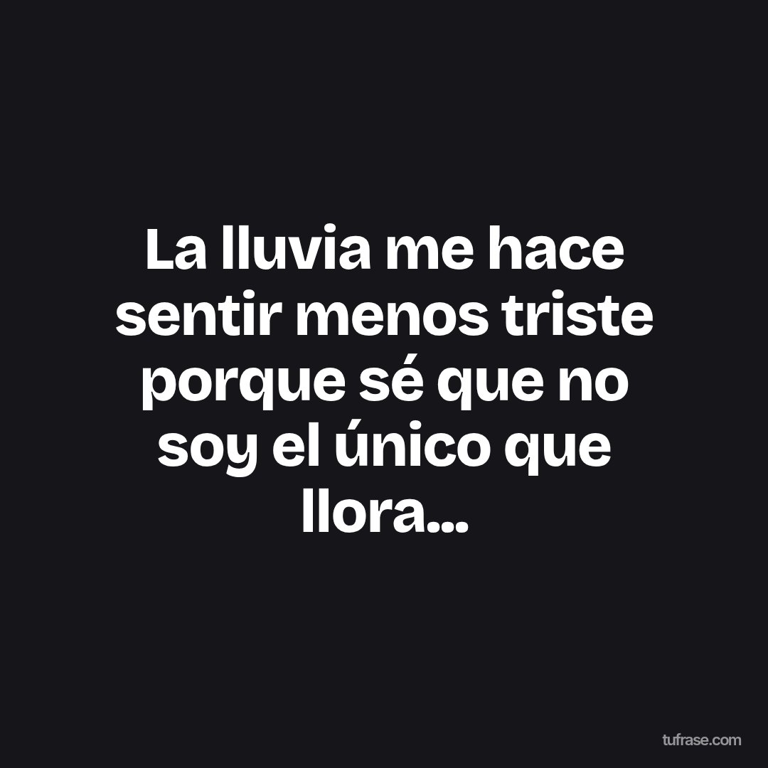 La lluvia me hace sentir menos triste porque sé que no soy el único que llora...