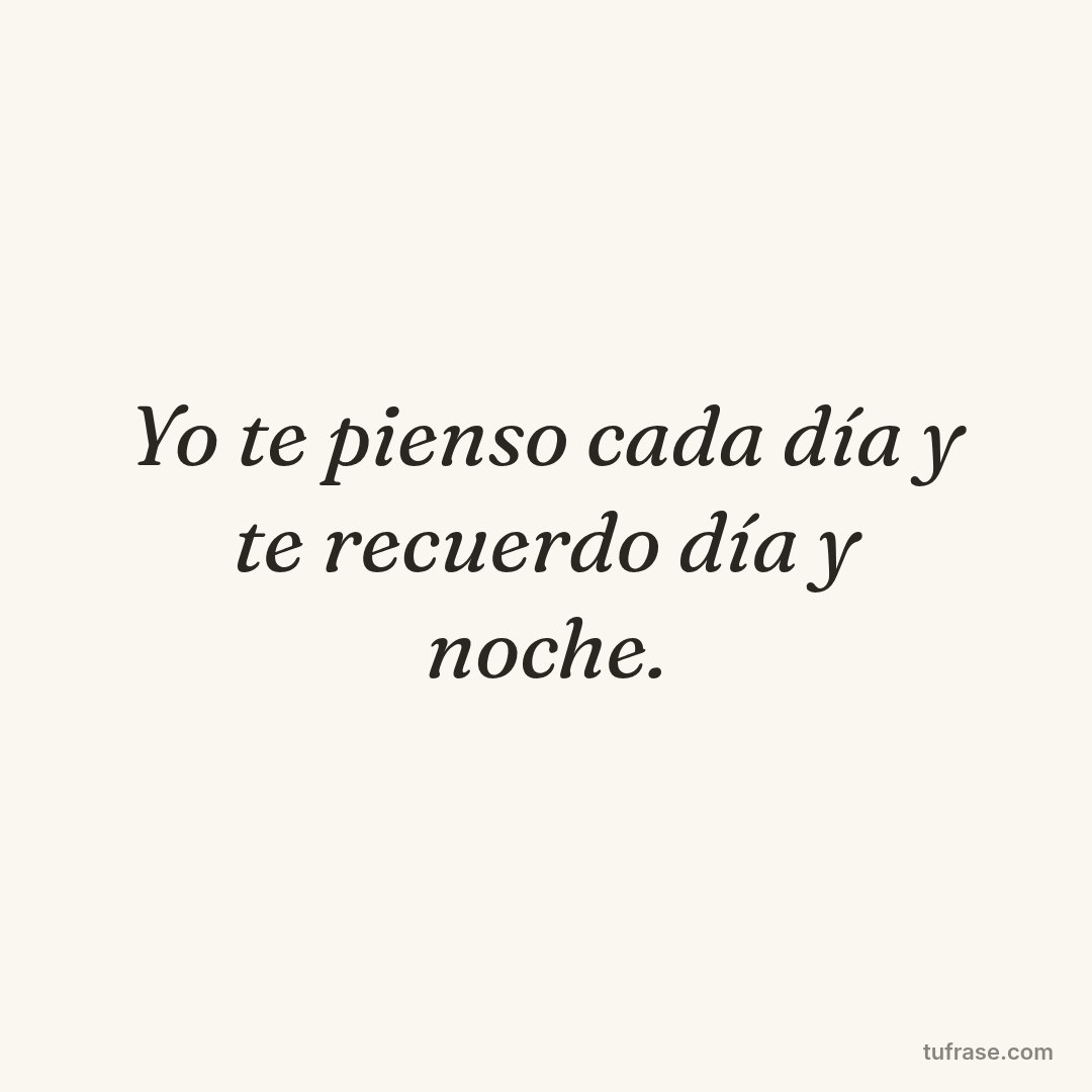 Yo te pienso cada día y te recuerdo día y noche.