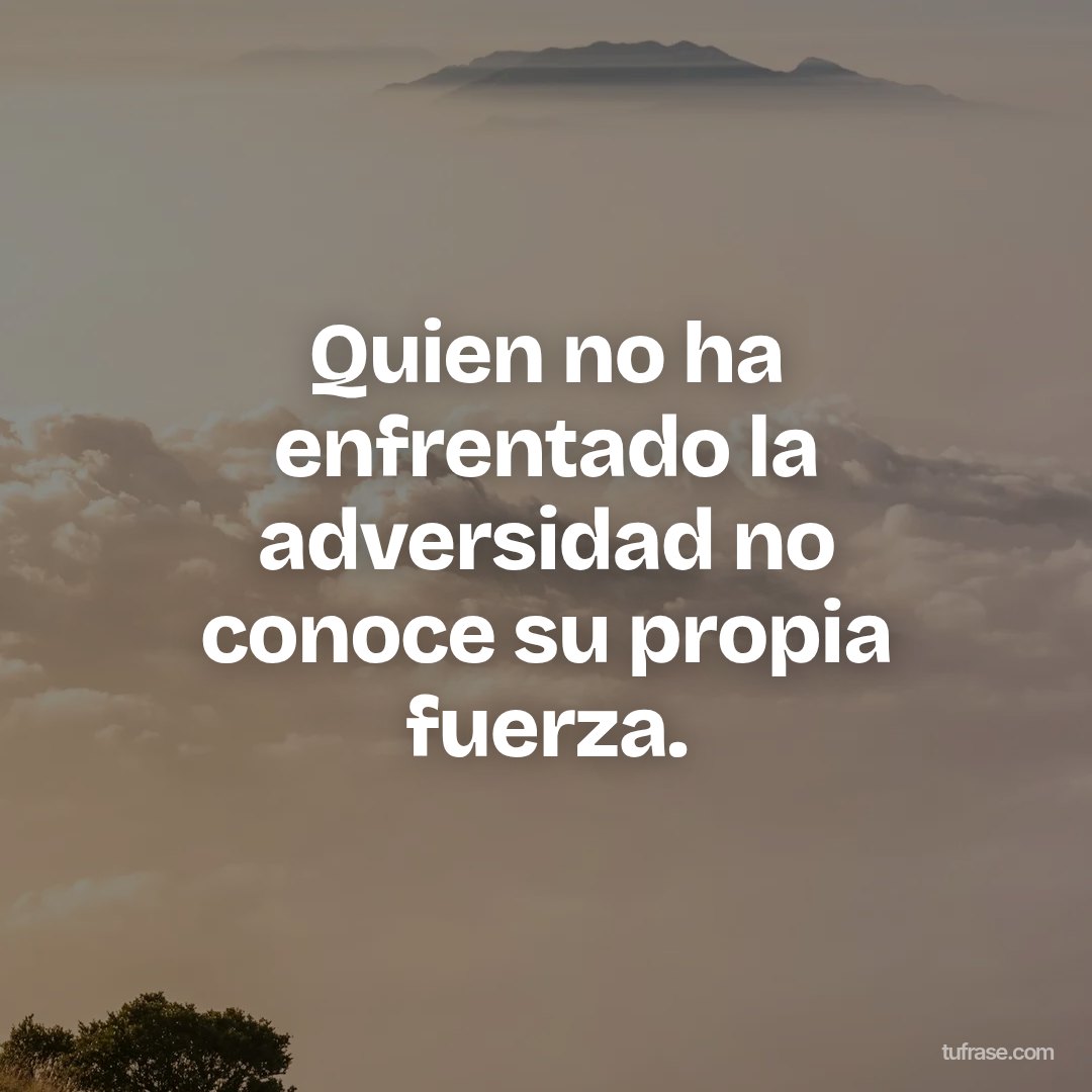 Quien no ha enfrentado la adversidad no conoce su propia fuerza.