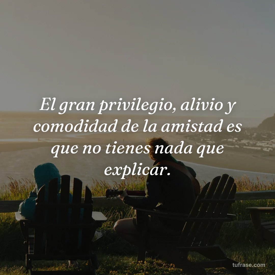 El gran privilegio, alivio y comodidad de la amistad es que no tienes nada que explicar.