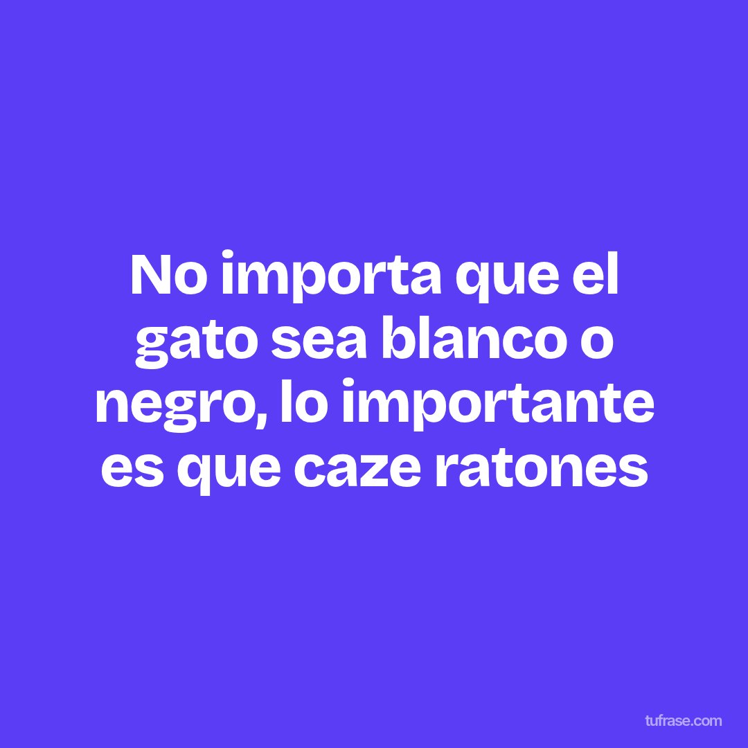 No importa que el gato sea blanco o negro, lo importante es que caze ratones