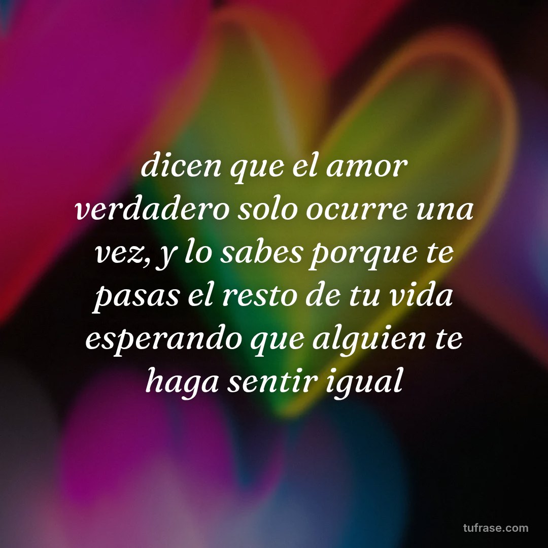 dicen que el amor verdadero solo ocurre una vez, y lo sabes porque te pasas el resto de tu vida esperando que alguien te haga sentir igual