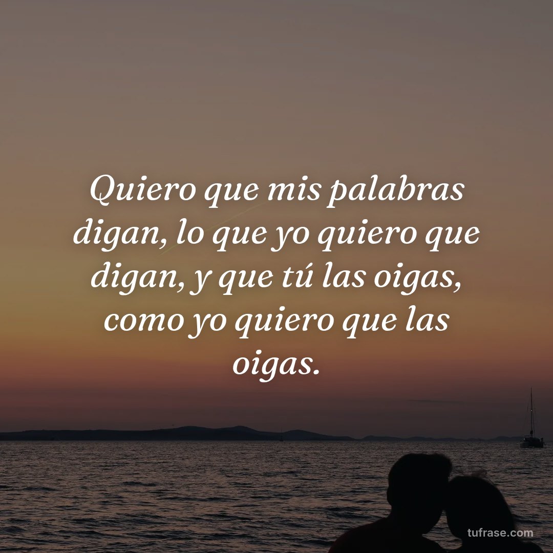 Quiero que mis palabras digan, lo que yo quiero que digan, y que tú las oigas, como yo quiero que las oigas.
