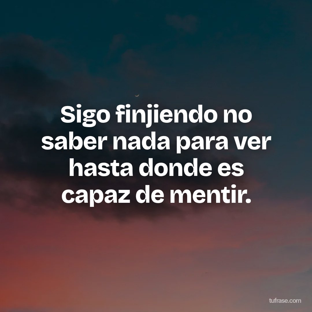 Sigo finjiendo no saber nada para ver hasta donde es capaz de mentir.
