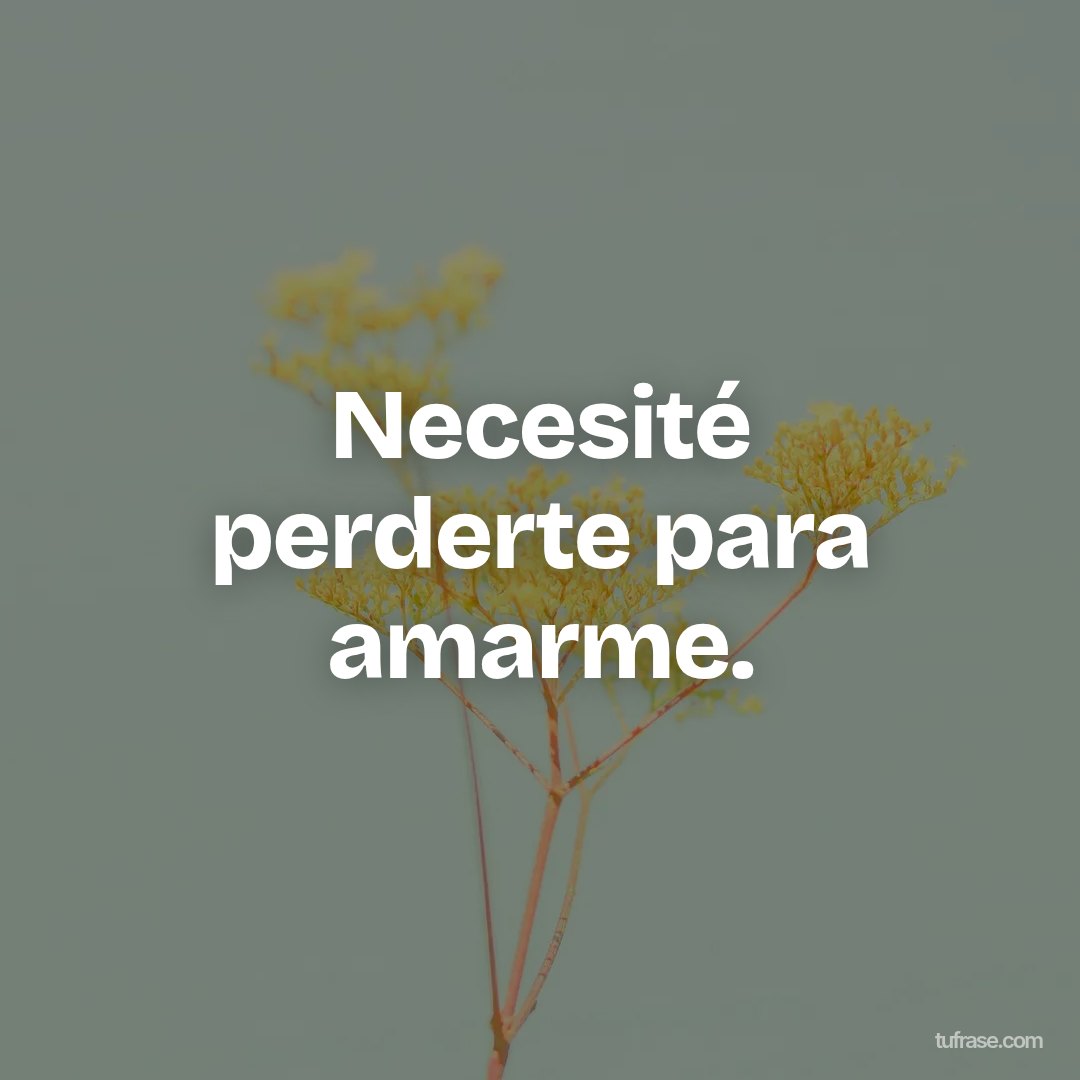 Necesité perderte para amarme.