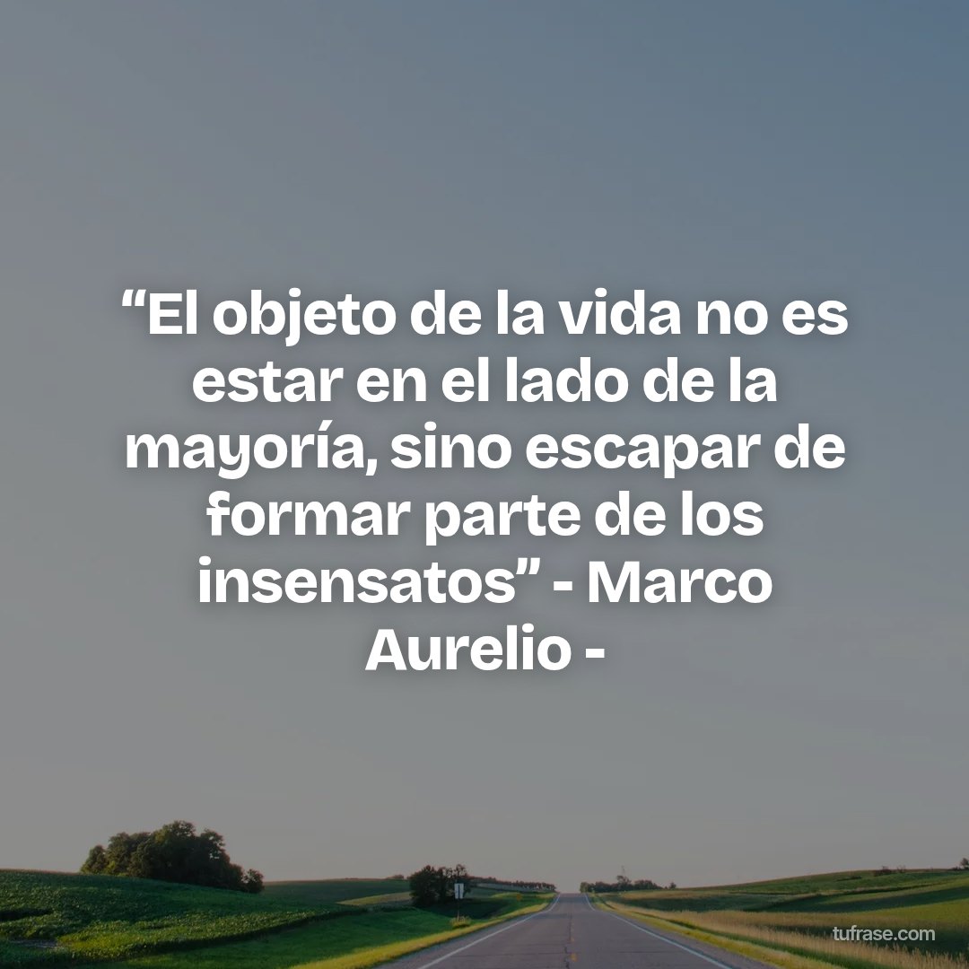 “El objeto de la vida no es estar en el lado de la mayoría, sino escapar de formar parte de los insensatos” - Marco Aurelio -