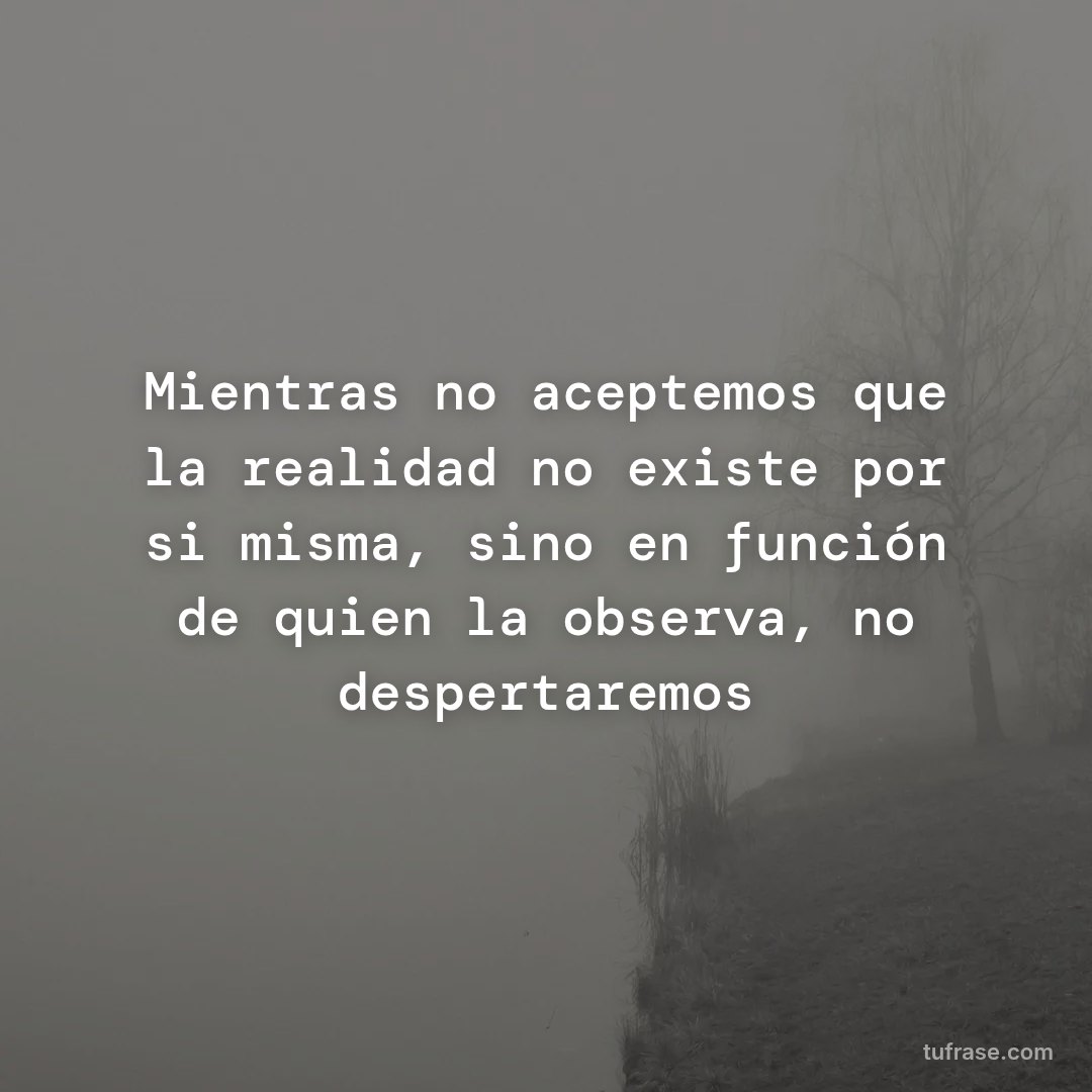 Mientras no aceptemos que la realidad no existe por si misma, sino en función de quien la observa, no despertaremos