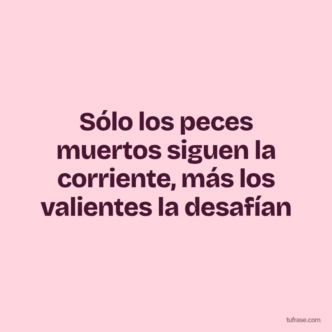 Sólo los peces muertos siguen la corriente, más los valientes la desafían
