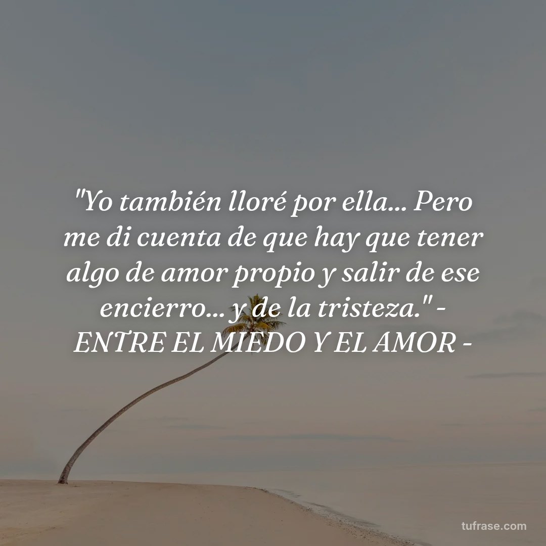 "Yo también lloré por ella... Pero me di cuenta de que hay que tener algo de amor propio y salir de ese encierro... y de la tristeza." - ENTRE EL MIEDO Y EL AMOR -