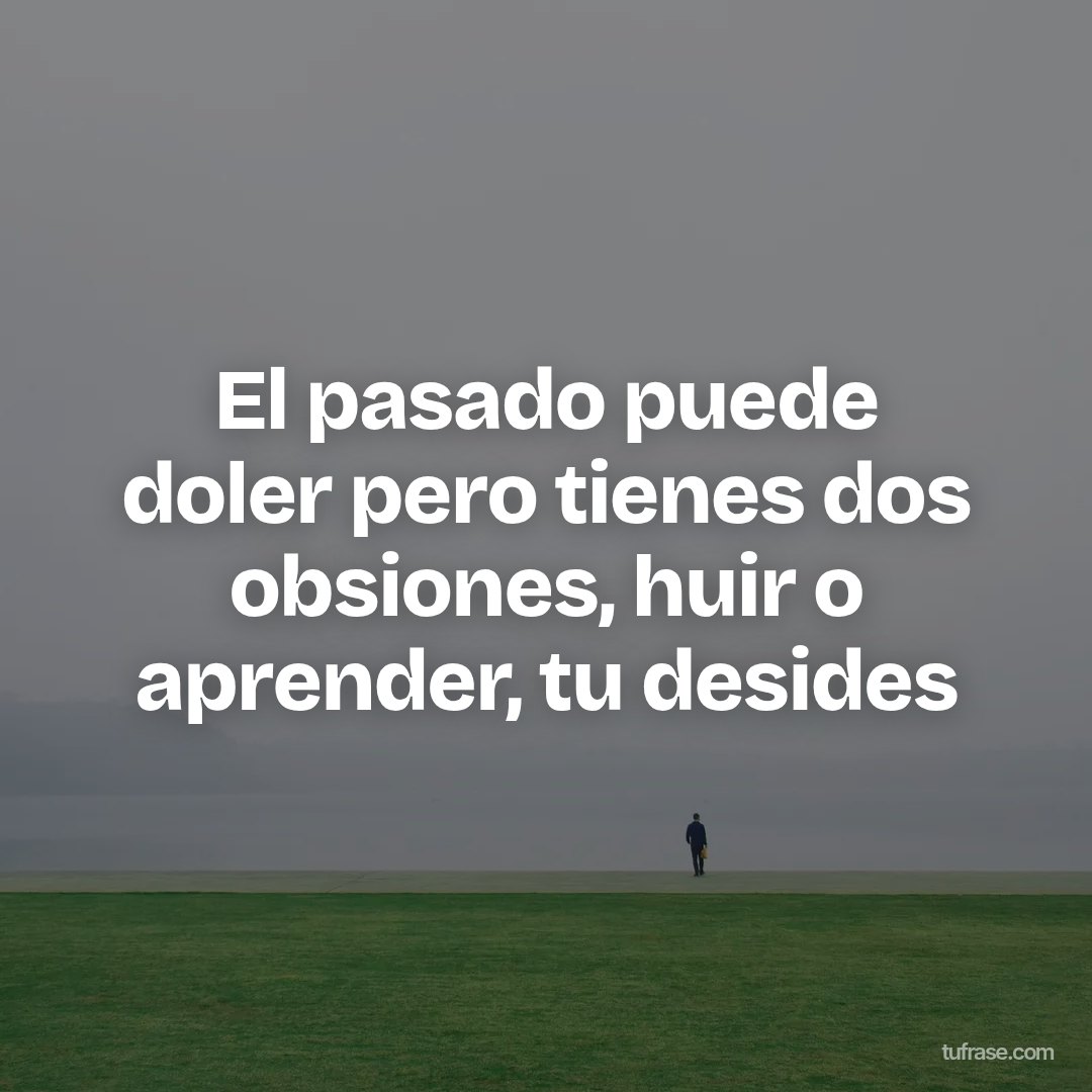 El pasado puede doler pero tienes dos obsiones, huir o aprender, tu desides