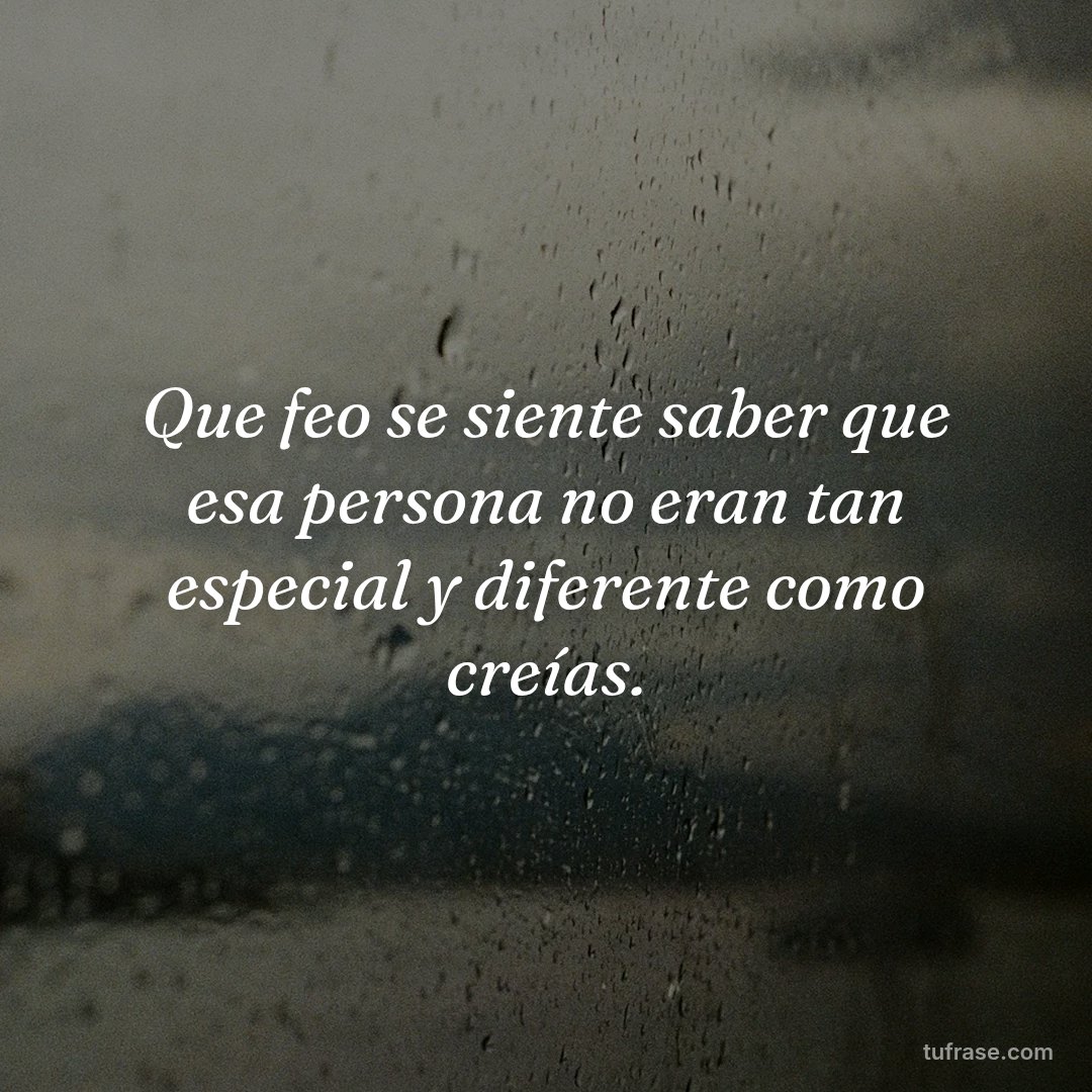Que feo se siente saber que esa persona no eran tan especial y diferente como creías.