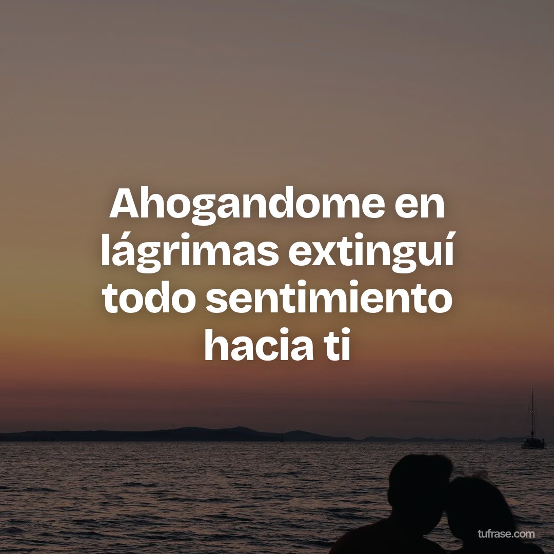 Ahogandome en lágrimas extinguí todo sentimiento hacia ti