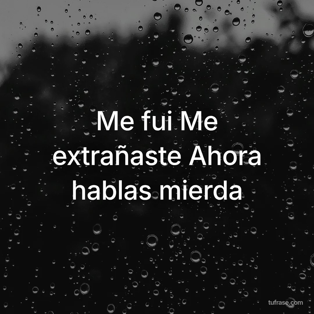 Me fui Me extrañaste Ahora hablas mierda