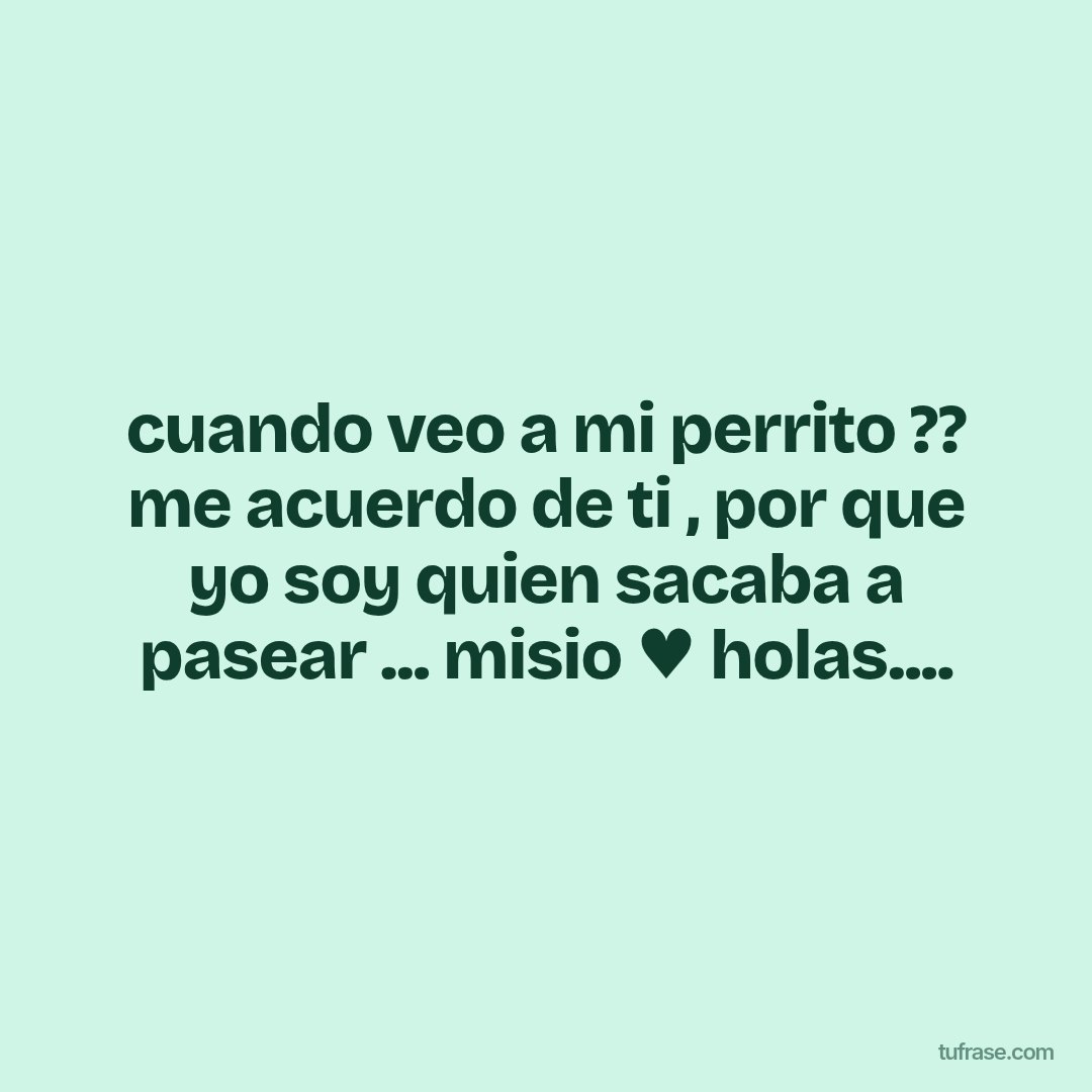 cuando veo a mi perrito ?? me acuerdo de ti , por que yo soy quien sacaba a pasear ... misio ♥ holas....