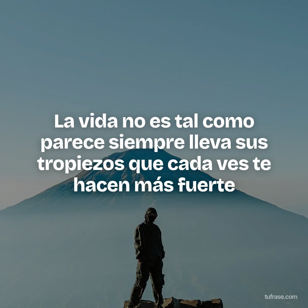 La vida no es tal como parece siempre lleva sus tropiezos que cada ves te hacen más fuerte