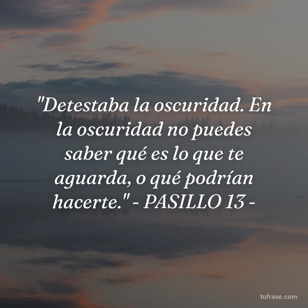 "Detestaba la oscuridad. En la oscuridad no puedes saber qué es lo que te aguarda, o qué podrían hacerte." - PASILLO 13 -