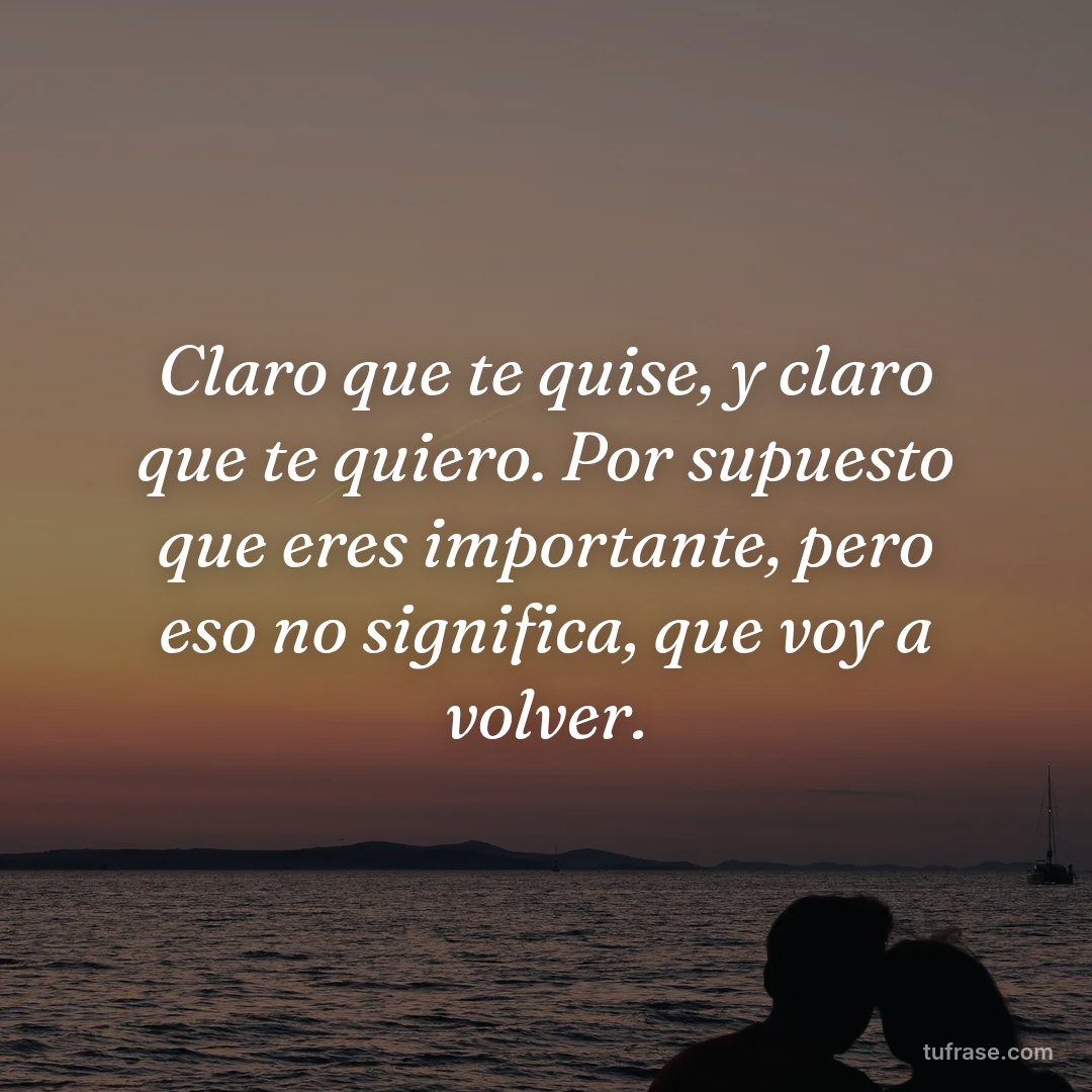 Claro que te quise, y claro que te quiero. Por supuesto que eres importante, pero eso no significa, que voy a volver.
