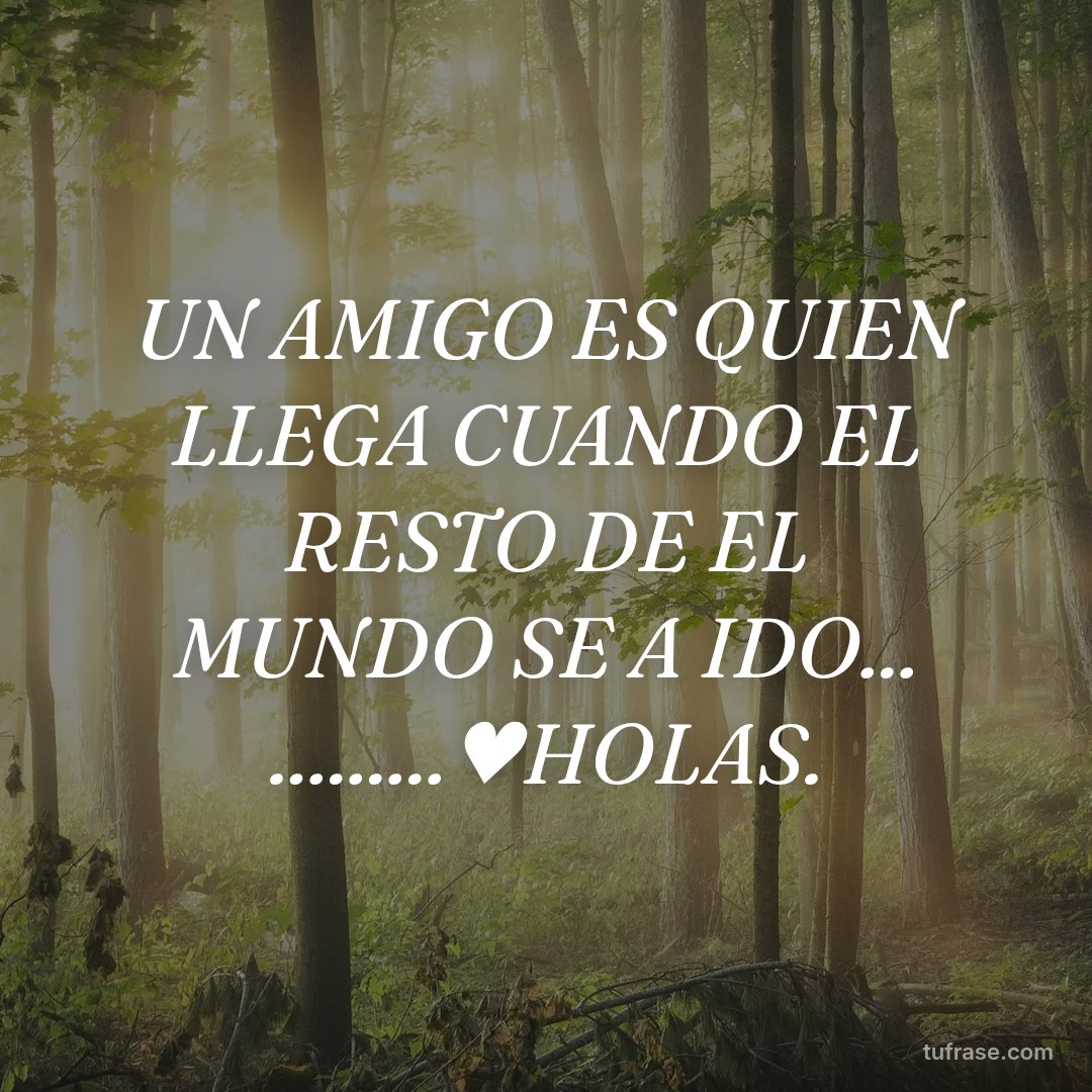UN AMIGO ES QUIEN LLEGA CUANDO EL RESTO DE EL MUNDO SE A IDO... .........♥HOLAS.