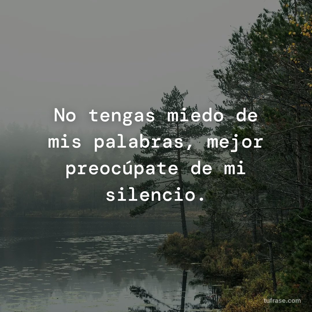 No tengas miedo de mis palabras, mejor preocúpate de mi silencio.