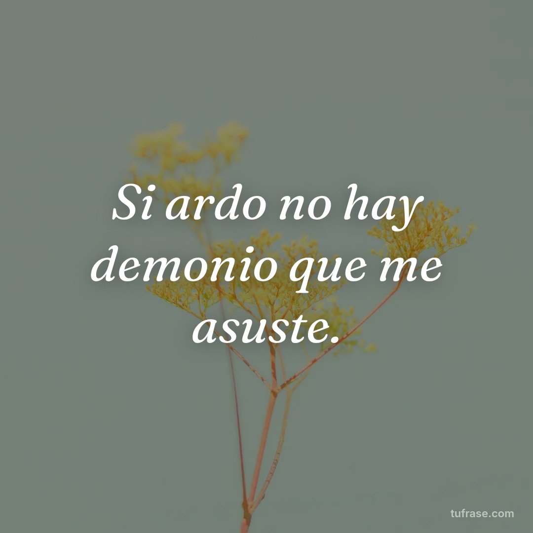 Si ardo no hay demonio que me asuste.