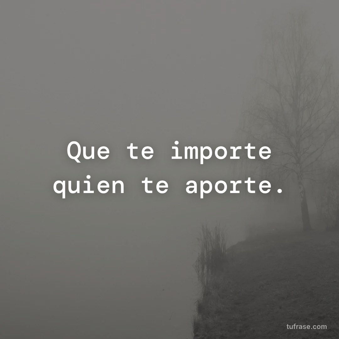 Que te importe quien te aporte.