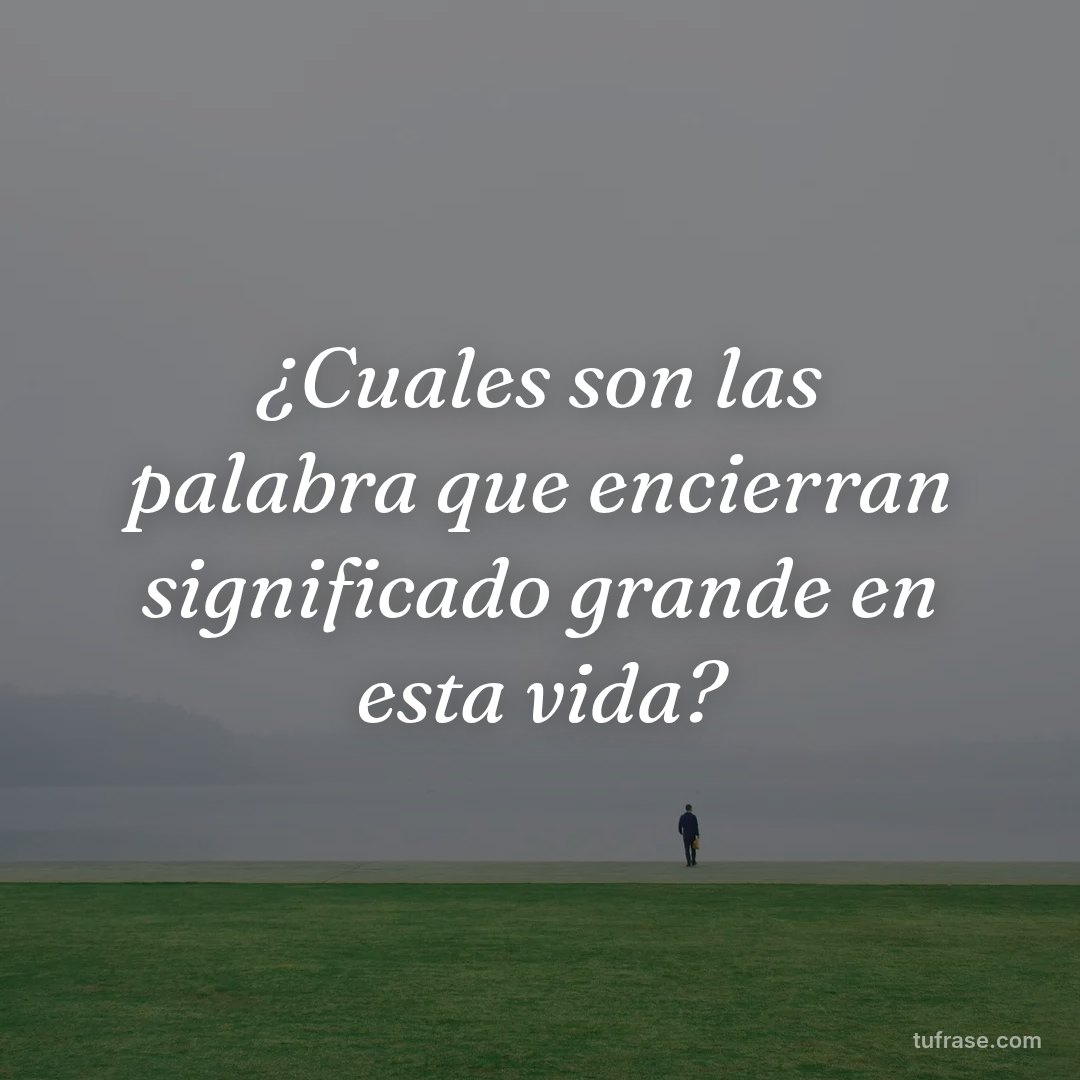 ¿Cuales son las palabra que encierran significado grande en esta vida?