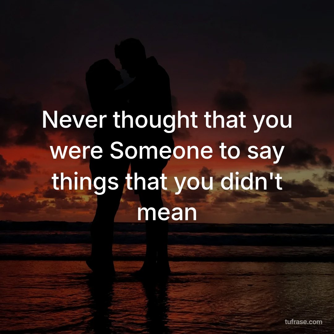 Never thought that you were Someone to say things that you didn't mean
