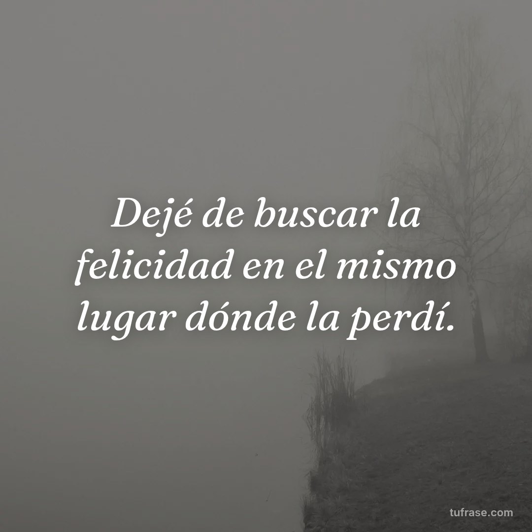 Dejé de buscar la felicidad en el mismo lugar dónde la perdí.