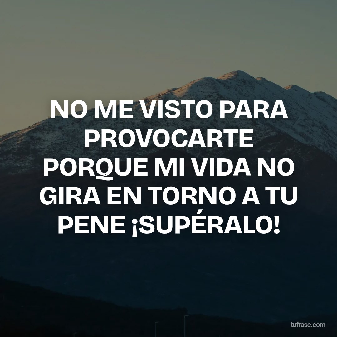 NO ME VISTO PARA PROVOCARTE PORQUE MI VIDA NO GIRA EN TORNO A TU PENE ¡SUPÉRALO!