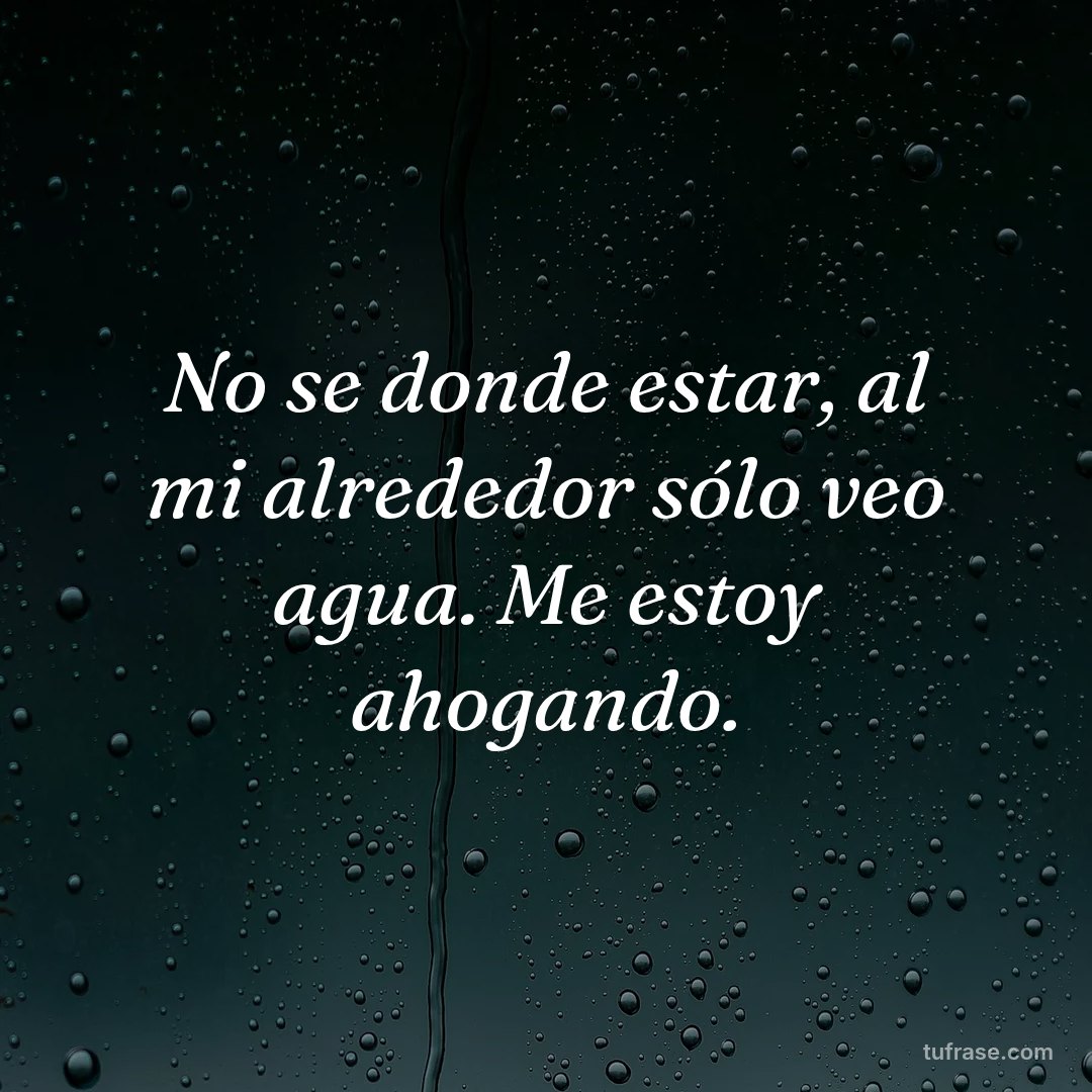 No se donde estar, al mi alrededor sólo veo agua. Me estoy ahogando.