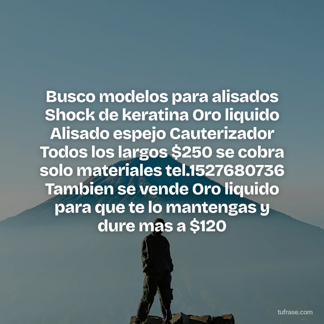 Busco modelos para alisados Shock de keratina Oro liquido Alisado espejo Cauterizador Todos los largos $250 se cobra solo materiales tel.1527680736 Tambien se vende Oro liquido para que te lo mantengas y dure mas a $120