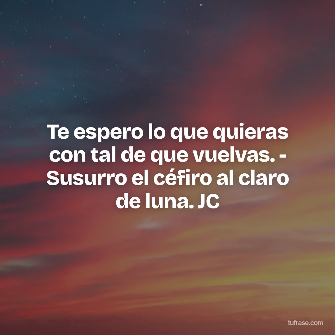 Te espero lo que quieras con tal de que vuelvas. - Susurro el céfiro al claro de luna. JC