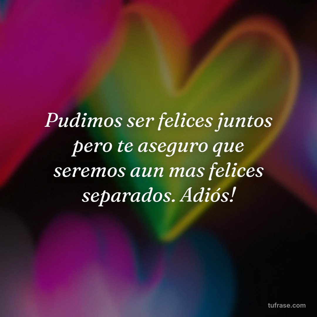 Pudimos ser felices juntos pero te aseguro que seremos aun mas felices separados. Adiós!