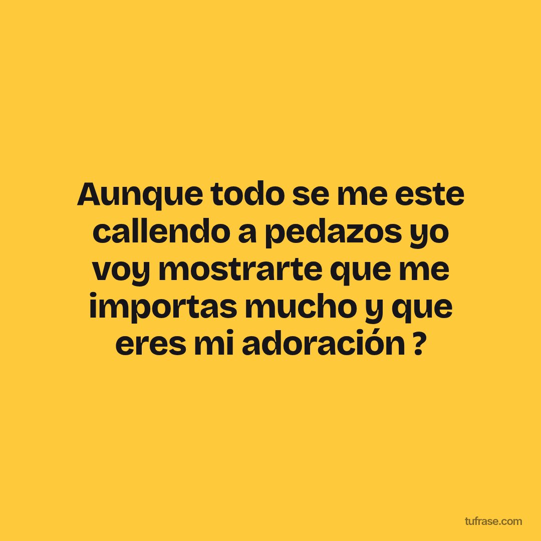 Aunque todo se me este callendo a pedazos yo voy mostrarte que me importas mucho y que eres mi adoración ?
