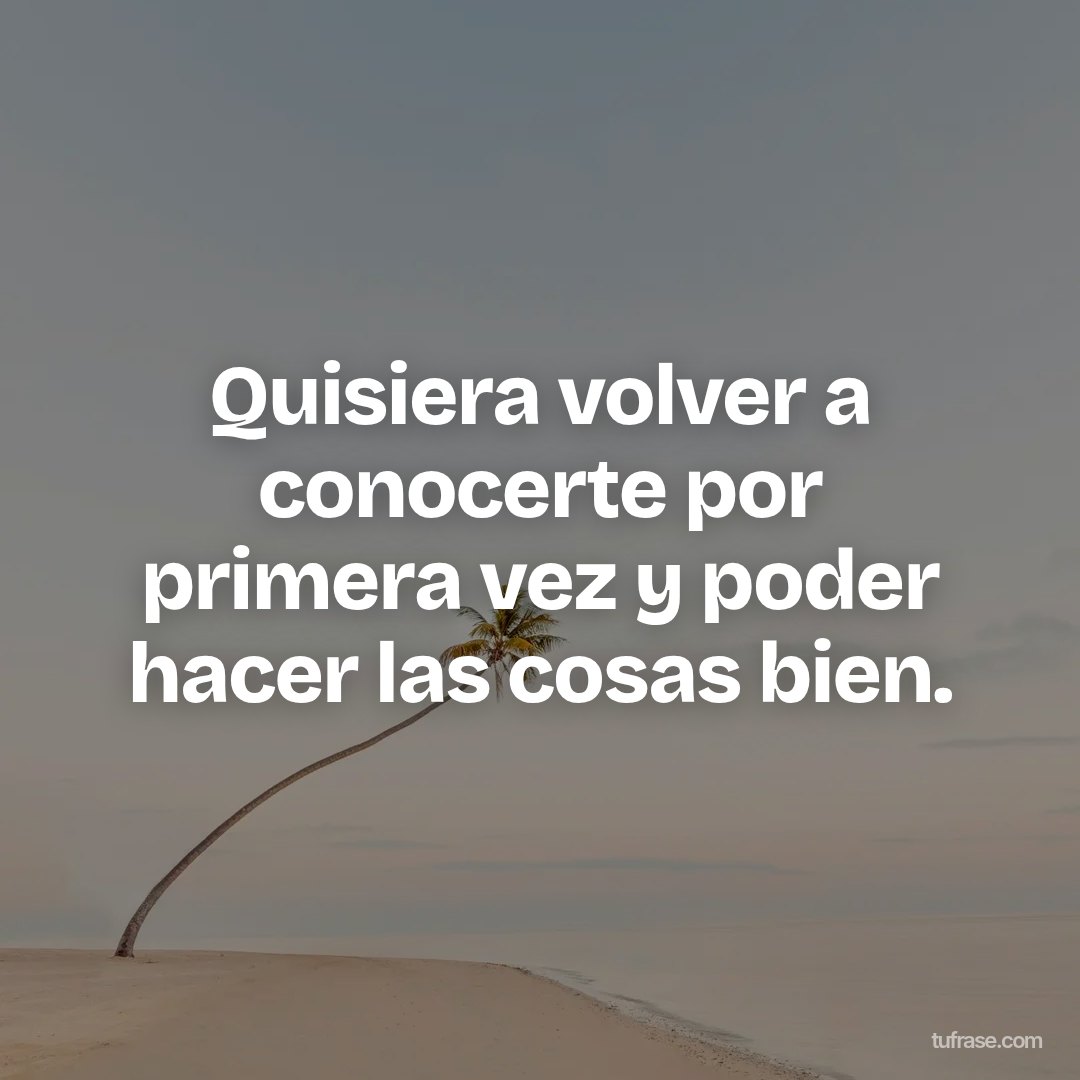 Quisiera volver a conocerte por primera vez y poder hacer las cosas bien.