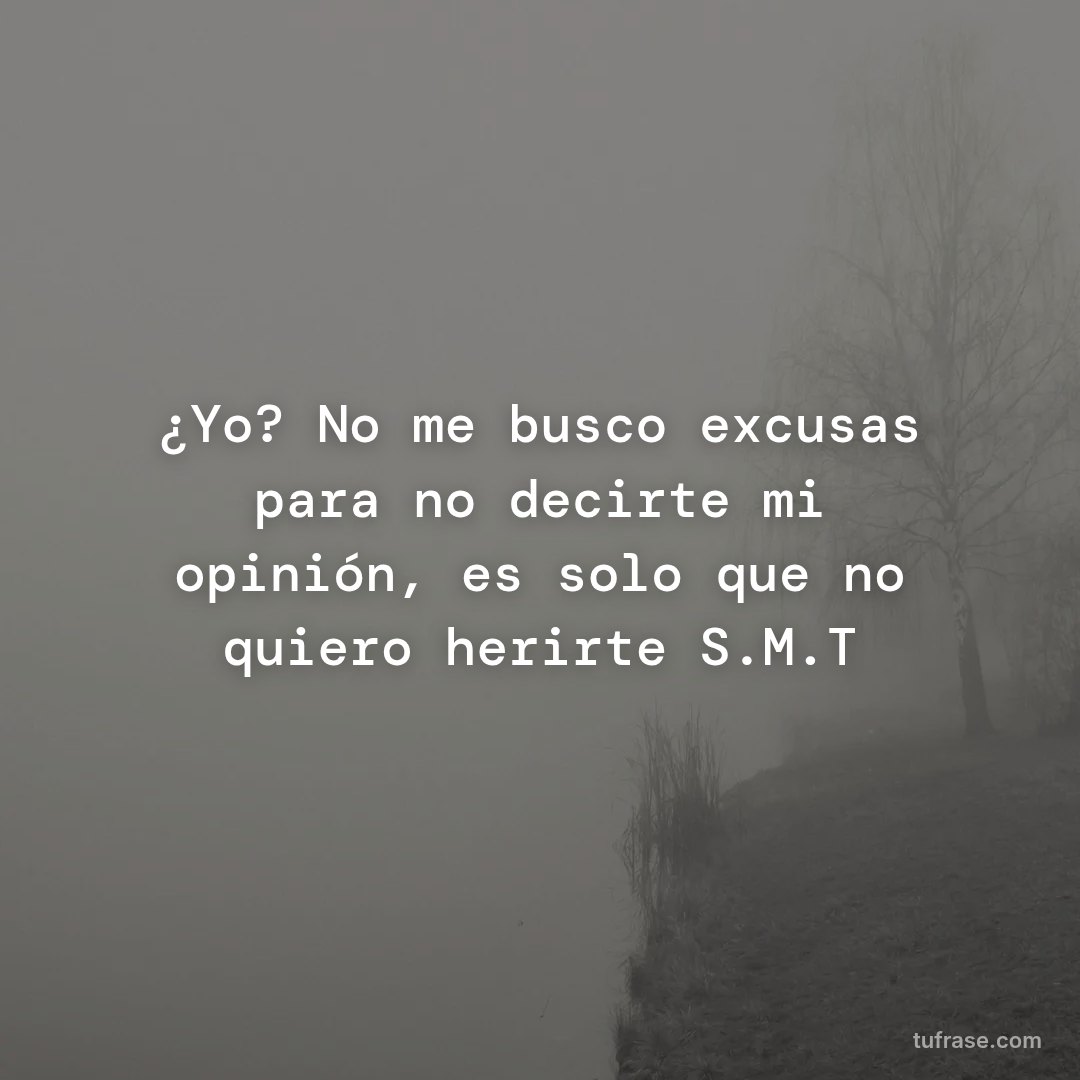 ¿Yo? No me busco excusas para no decirte mi opinión, es solo que no quiero herirte S.M.T