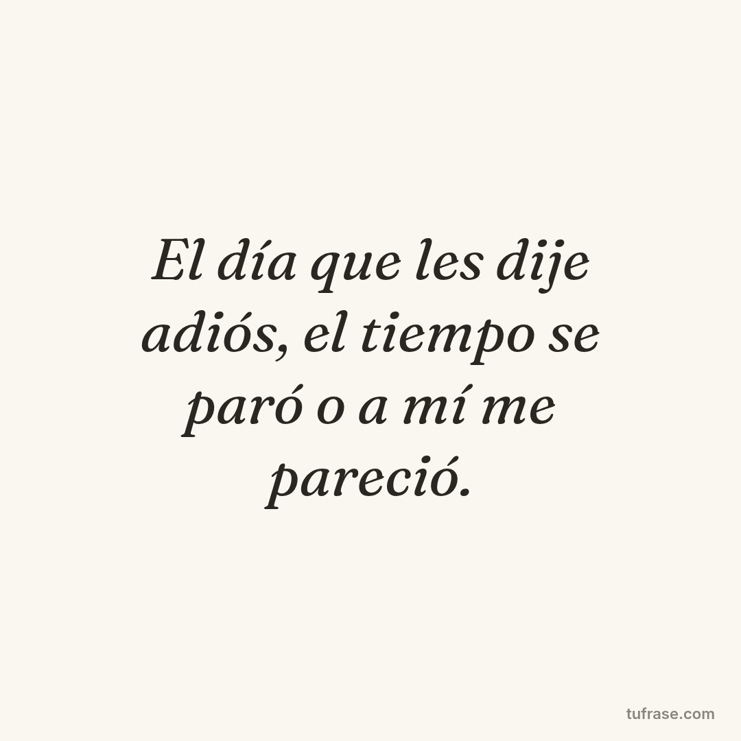 El día que les dije adiós, el tiempo se paró o a mí me pareció.