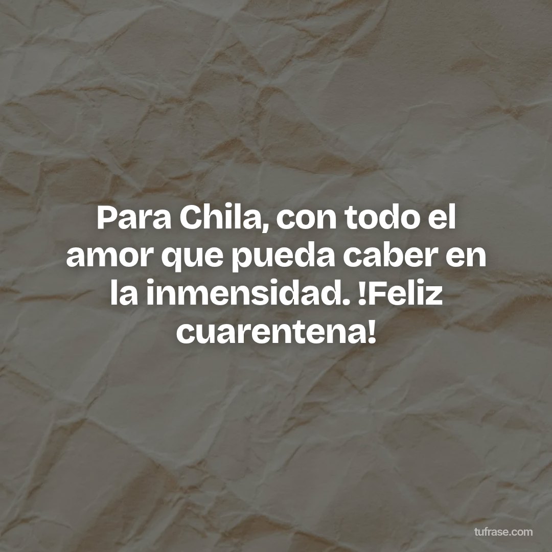 Para Chila, con todo el amor que pueda caber en la inmensidad. !Feliz cuarentena!