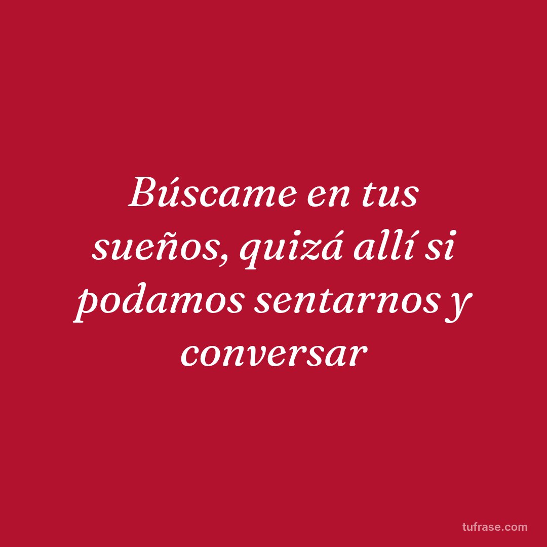 Búscame en tus sueños, quizá allí si podamos sentarnos y conversar