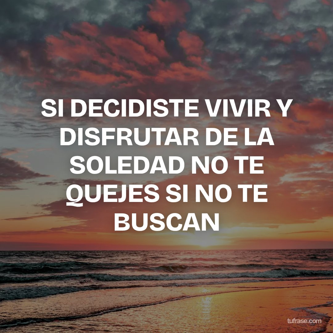 SI DECIDISTE VIVIR Y DISFRUTAR DE LA SOLEDAD NO TE QUEJES SI NO TE BUSCAN