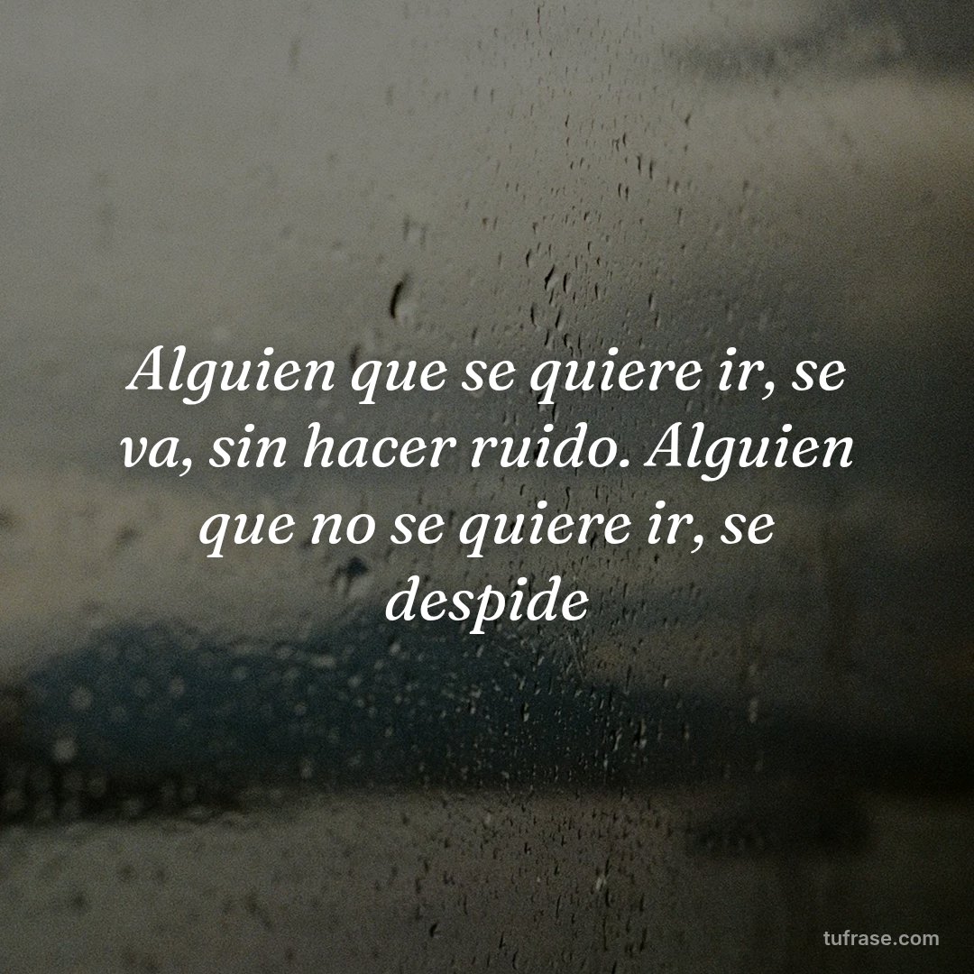 Alguien que se quiere ir, se va, sin hacer ruido. Alguien que no se quiere ir, se despide