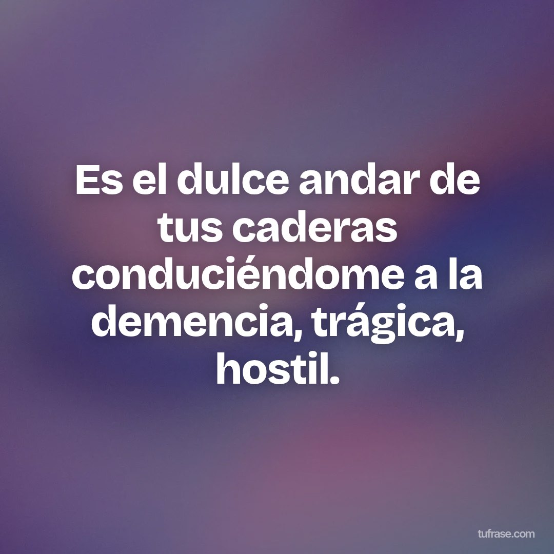 Es el dulce andar de tus caderas conduciéndome a la demencia, trágica, hostil.