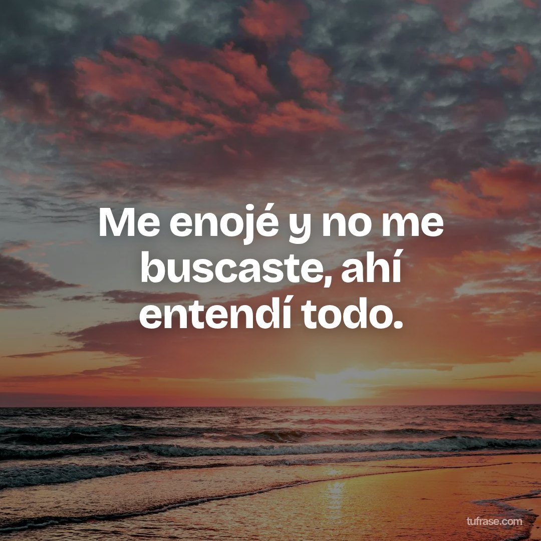 Me enojé y no me buscaste, ahí entendí todo.