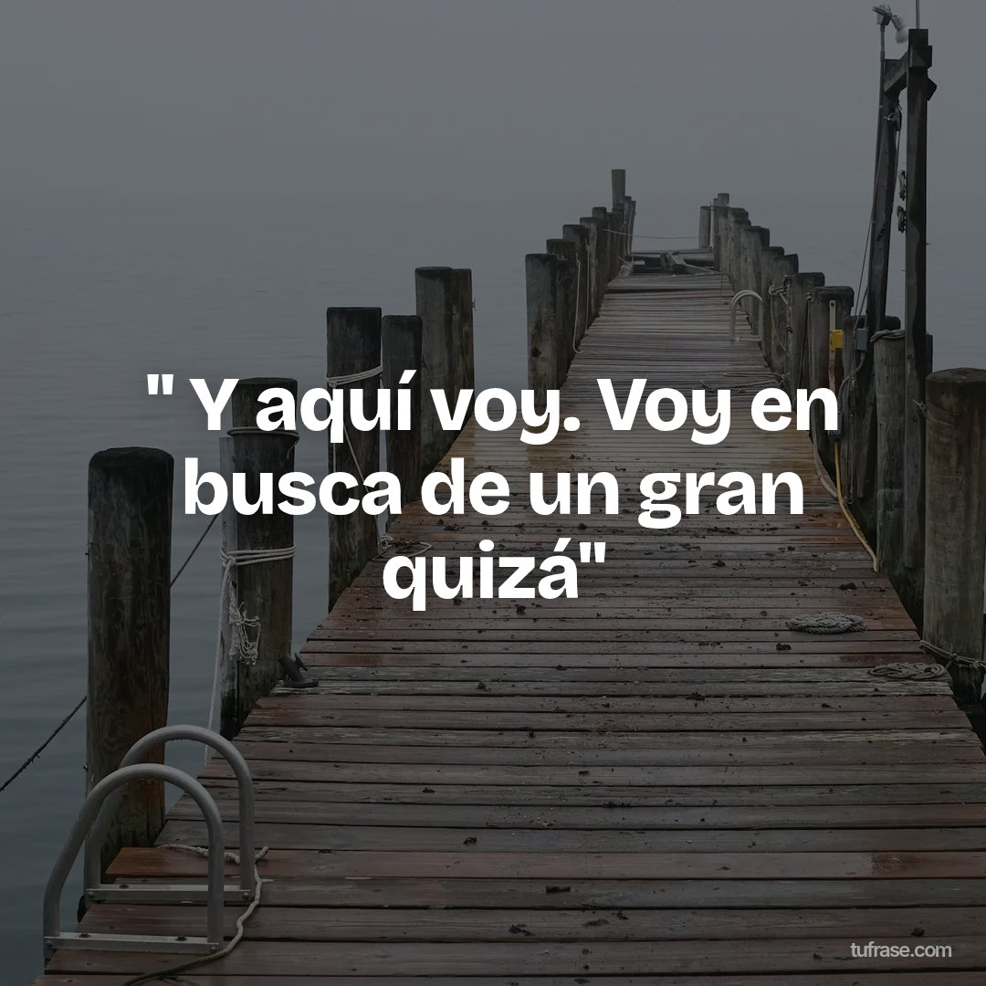 '' Y aquí voy. Voy en busca de un gran quizá''