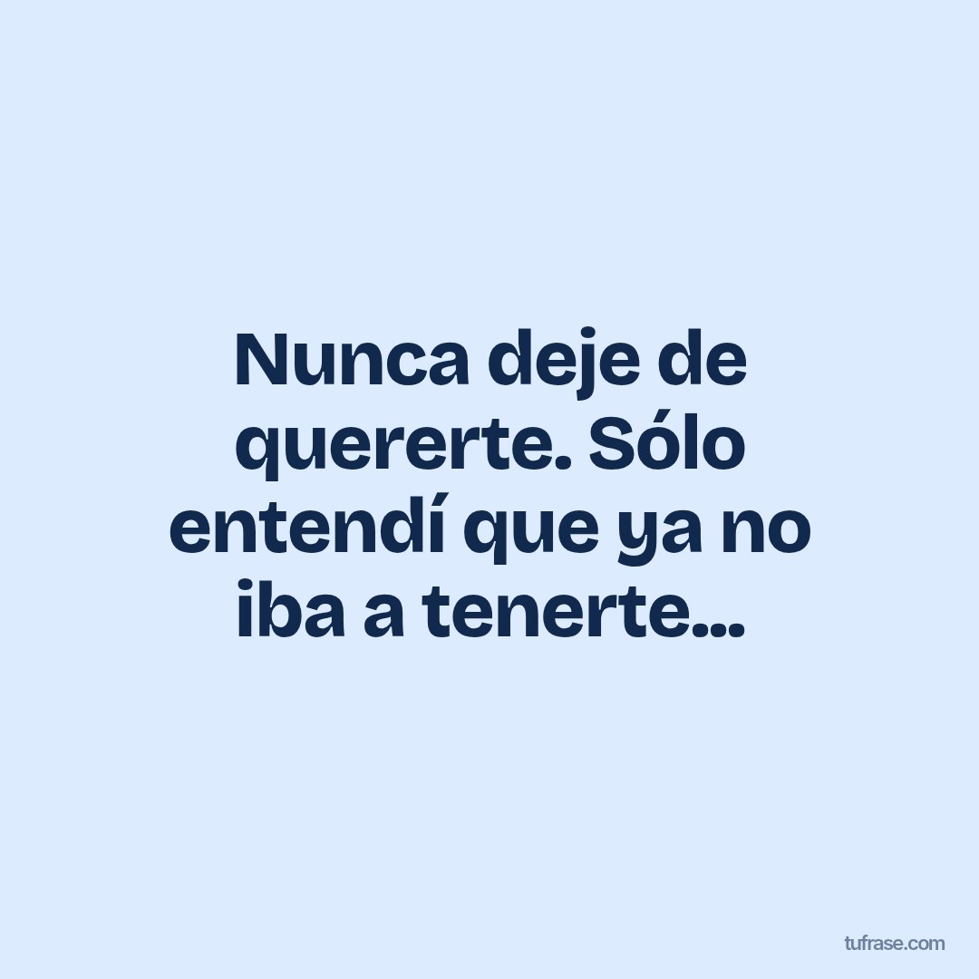 Nunca deje de quererte. Sólo entendí que ya no iba a tenerte...